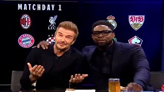 David Beckham Hilariously Pranks Micah Richards and Jamie Carragher Before Announcing Himself [upl. by Ridglea]