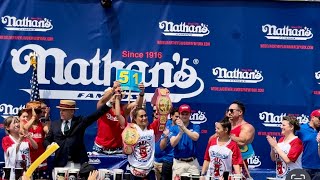 Nathan’s Hot Dog Eating Contest 2024 Coney Island Brooklyn Winner  Miki Sudo  Patrick Bertoletti [upl. by Oigroeg]