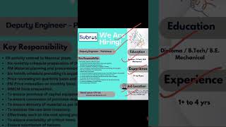 subros gurugram hirings jobhunting hiring job jobsearch jobopening engineering [upl. by Rafter501]