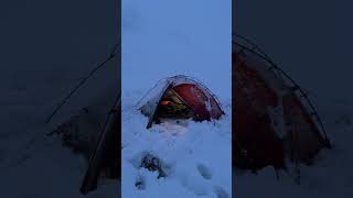 Snow storm white out camping tent wildcamping camp [upl. by Enyrb]