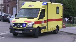 Belgium Sambreville fire brigade ambulances departing [upl. by Kenay929]