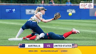 HIGHLIGHTS Australia v USA  XVII WBSC Women’s Softball World Cup  Group A [upl. by Anyotal]