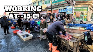 EXPLORE a chilly morning MARKET in rural CHINA [upl. by Lonnard]