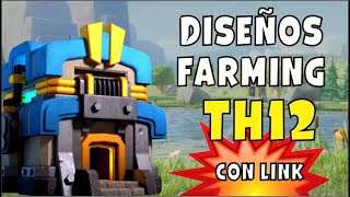 DISEÑO de AYUNTAMIENTO 12 FARMING con LINK  Clash of Clans DISEÑO TH12 [upl. by Ring]