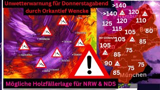 SCHWERE STURMLAGE durch ORKANTIEF Wencke ORKANBÖEN BIS 140 kmh⚠️⚡️ Wettervorhersage 220224 [upl. by Hayne890]