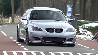 BMW M5 E60 V10 with Eisenmann Exhaust  Start Revs Fly By amp Accelerations [upl. by Rebeh]