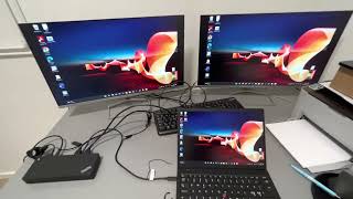 Connecting two monitorsLenovo thinkpad hybrid USBC to USBA Dock [upl. by Eisserc]