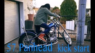 1957 Harley Davidson Panhead Chopper kick start [upl. by Orlan881]