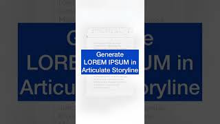 How to generate LOREM IPSUM in Articulate Storyline [upl. by Mcquoid80]