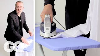 How to Iron a Dress Shirt in 90 Seconds  GQ [upl. by Laeahcim534]