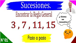 Sucesiones Encontrar la Regla General de la sucesion 3  7  11  15 [upl. by Home737]