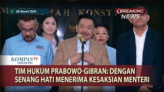 Tim Hukum PrabowoGibran Dengan Senang Hati Menerima Kesaksian Menteri [upl. by Ovida248]