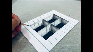 easy draw 3d 4hole on paper for beginners how to draw 3D 4hole [upl. by Arinay375]