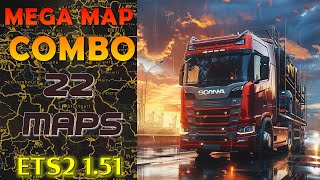 Mega Map Combo for ETS2 151 with Promods Roex Eurafrica Poland Rebuilding and others 22 Maps [upl. by Loeb]