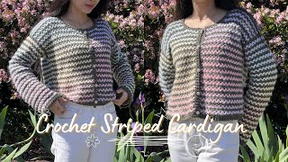 Crochet Striped Cardigan  Crochet Cardigan  Crochet With Hannah [upl. by Herb]