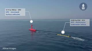 Seabed Warfare demonstration by iXblue DRiX USV and ECA Group A18D AUV [upl. by Seditsira205]