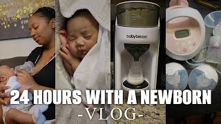 24 HOURS WITH A NEWBORN VLOG  Spend The Day With Us  Newborn Essentials  Pumping Schedule amp More [upl. by Aven]