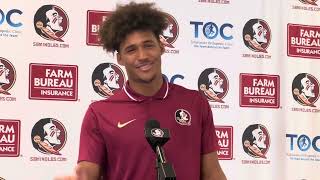 FSU Football  FSU newcomer Amaree Williams talks splitting time between O and D reclassifying [upl. by Ahsiryt]