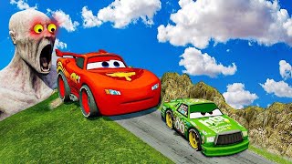 TRANSPORTING PIXAR CARS amp FRUITS WITH COLORED amp JOHN DEERE vs CLAAS vs TRACTORS  BeamNGdrive 962 [upl. by Nobie869]