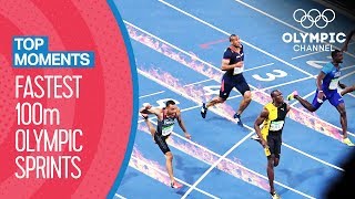 Top Fastest Mens 100m in Olympic History  Top Moments [upl. by Aliemaj629]