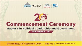 🔴  LIVE  COMMENCEMENT CEREMONY Masters in Political Leadership and Government MPG Batch  20 [upl. by Gosnell424]