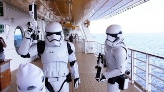 First Order Stormtrooper Patrol on Star Wars Day at Sea Disney Fantasy Cruise [upl. by Nalyorf]