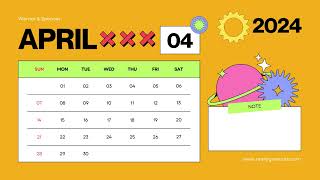 April Calendar 2024  april calendar printable  printable april calendar 📅 Calendar 365 📅 [upl. by Kubiak]