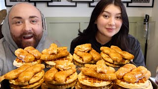 CHICKEN amp WAFFLES Brunch Mukbang  QampA [upl. by Irb714]