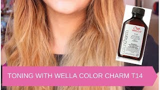 TONING BRASSY HAIR WITH WELLA T14 COLOR CHARM TONER [upl. by Allsopp]