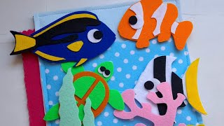 Finding Nemo Busy Book Sensory Book Felt Activity How to Make With Template [upl. by Eduam]