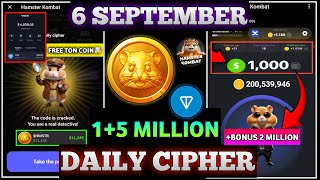 6 September Hamster Kombat Daily Cipher Code  Hamster Kombat 6 September Daily Combo  Cipher Code [upl. by Monah]