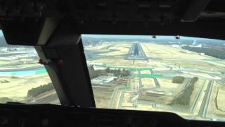 Cockpit View B747 landing at Narita Tokyo Airport Japan [upl. by Fulks543]