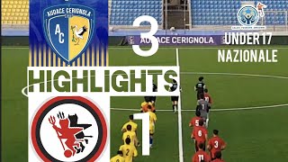 HIGHLIGHTS UNDER 17 AUDACE CERIGNOLA 31 FOGGIA 11112024 [upl. by Ataga]