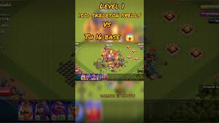 150 LEVEL 1 SKELETON SPELLS VS TH 16 NOOB BASE 😱 viralvideogames trending [upl. by Amiarom643]