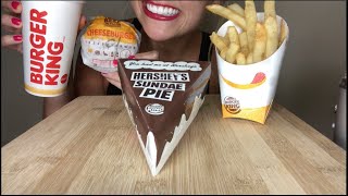 ASMR BURGER KING CHEESEBURGER HERSHEY PIE FRIES  kakesASMR [upl. by Beichner]