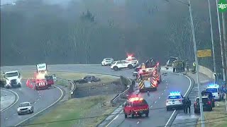 Fiery crash on I59 in Birmingham closes lanes [upl. by Eirrahs]