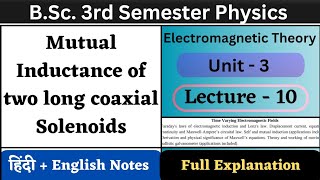 Mutual Inductance of two long coaxial Solenoids  BSc 3rd Semester Physics  Unit3  L10 [upl. by Enywad]