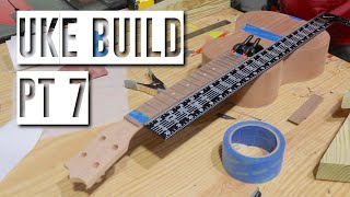 StewMac Ukulele Kit part 7  neck glueup and bridge layout [upl. by Aical]