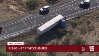 Deadly crash shuts down US93 near Wickenburg [upl. by Ahsined]