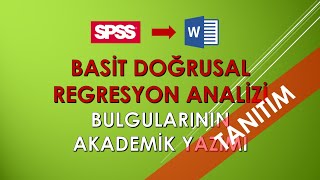 Basit Doğrusal Regresyon Analizi Bulgularının Tez veya Makalede Yazımı  Adım Adım  TANITIM [upl. by Marsha]