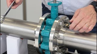 How to install a Lug type body butterfly valve between flanges [upl. by Sami]