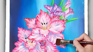 How to paint Gladiolas  Acrylic painting for beginner Easy flowers 아크릴화  asmr 74 [upl. by Pickett]