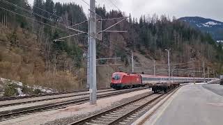 Durchfahrt des EuroCity 217 quotDachsteinquot am 03032024 in Hüttau Terminal [upl. by Waine124]