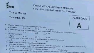 kmu cat solved paper part 1  kmucat past paper 2022 [upl. by Ole]