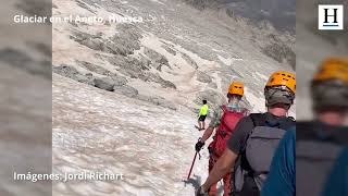 ​🏔️​😱​ IMPRUDENCIA de un MONTAÑERO bajando el glaciar del ANETO [upl. by Rebmac597]