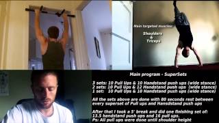 Bodyweight SuperSets  Pull ups and Hand stand pushups [upl. by Azarcon]