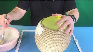 🔴 Using jute rope and balloon made concrete flower pot [upl. by Eydnarb]