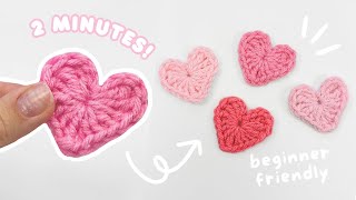 easy crochet heart ♡ how to crochet a heart for absolute beginners  cute mini heart tutorial [upl. by Leifeste838]