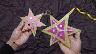 Christmas Star 🌟 with paper  Christmas ornament making idea  Christmas Craft  Paper Craft [upl. by Hakym]