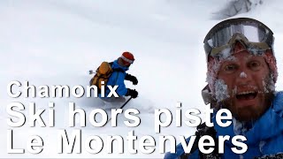 Ski hors pistes montagne Le Montenvers Chamonix MontBlanc par la forêt neige poudreuse [upl. by Boland]